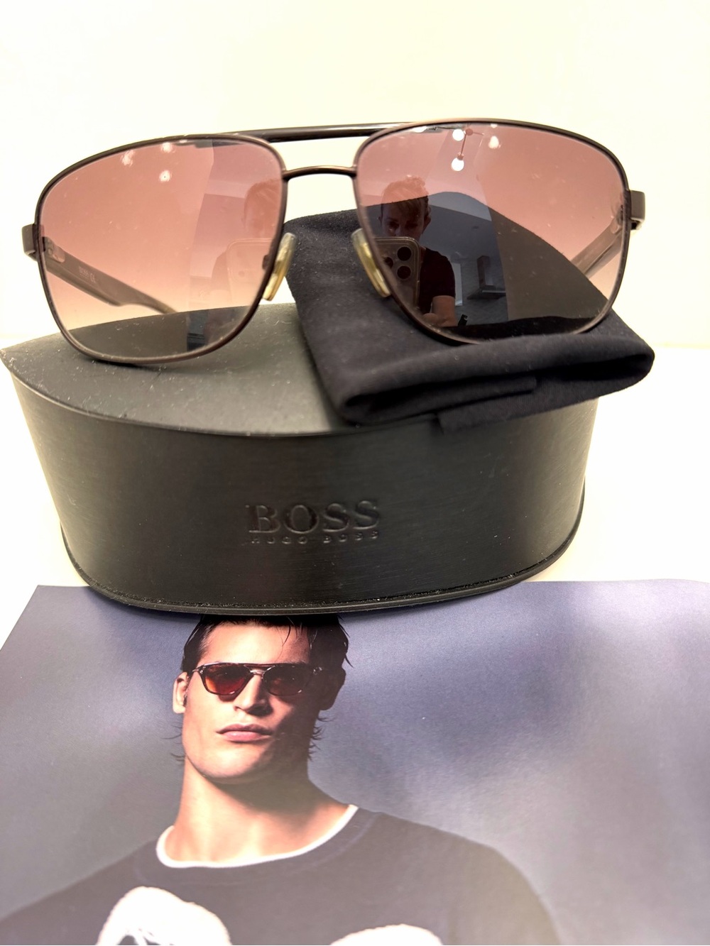 BOSS Bronze Frame Sunglasses with Brown Gradient Lenses